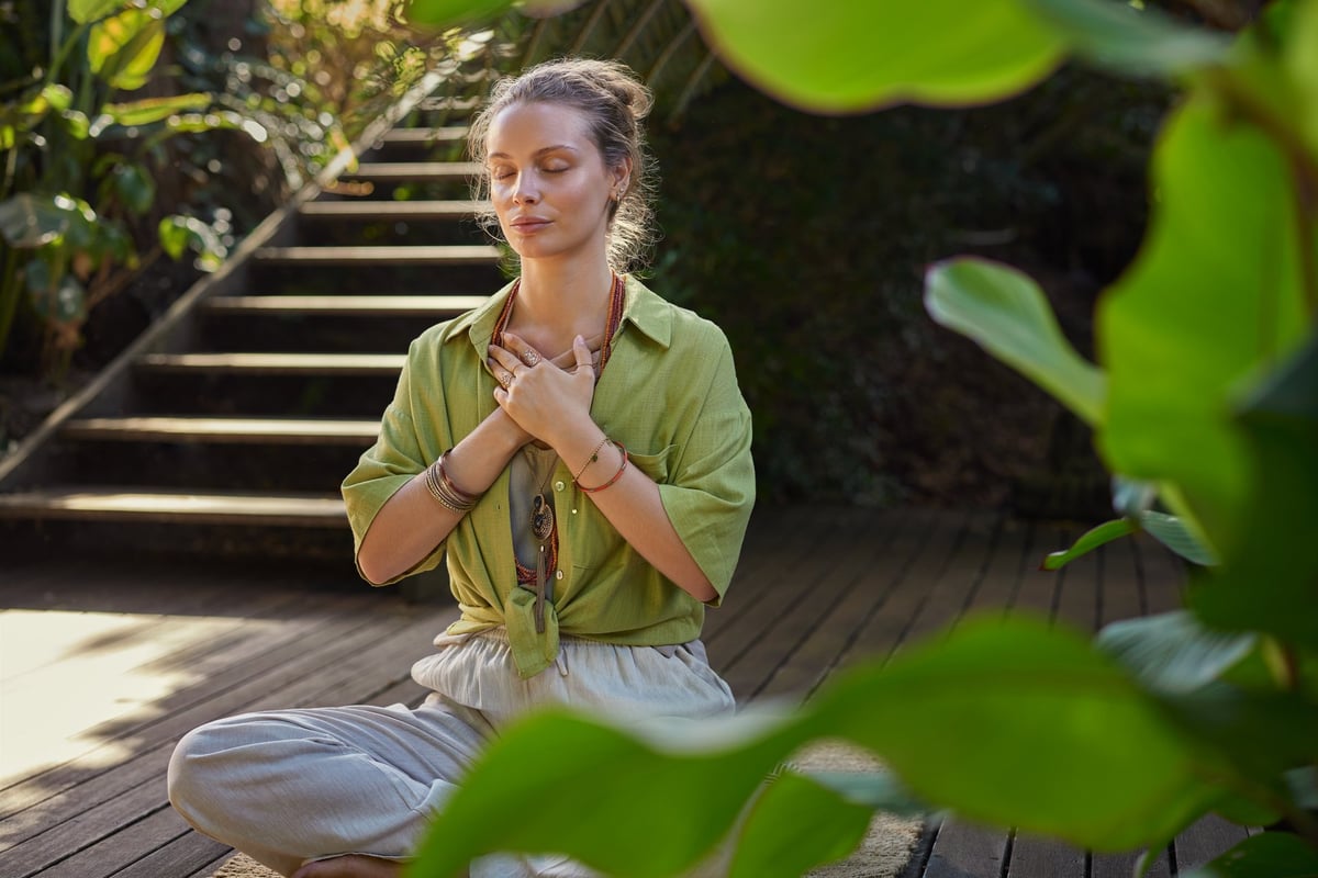 Woman meditating peacefully